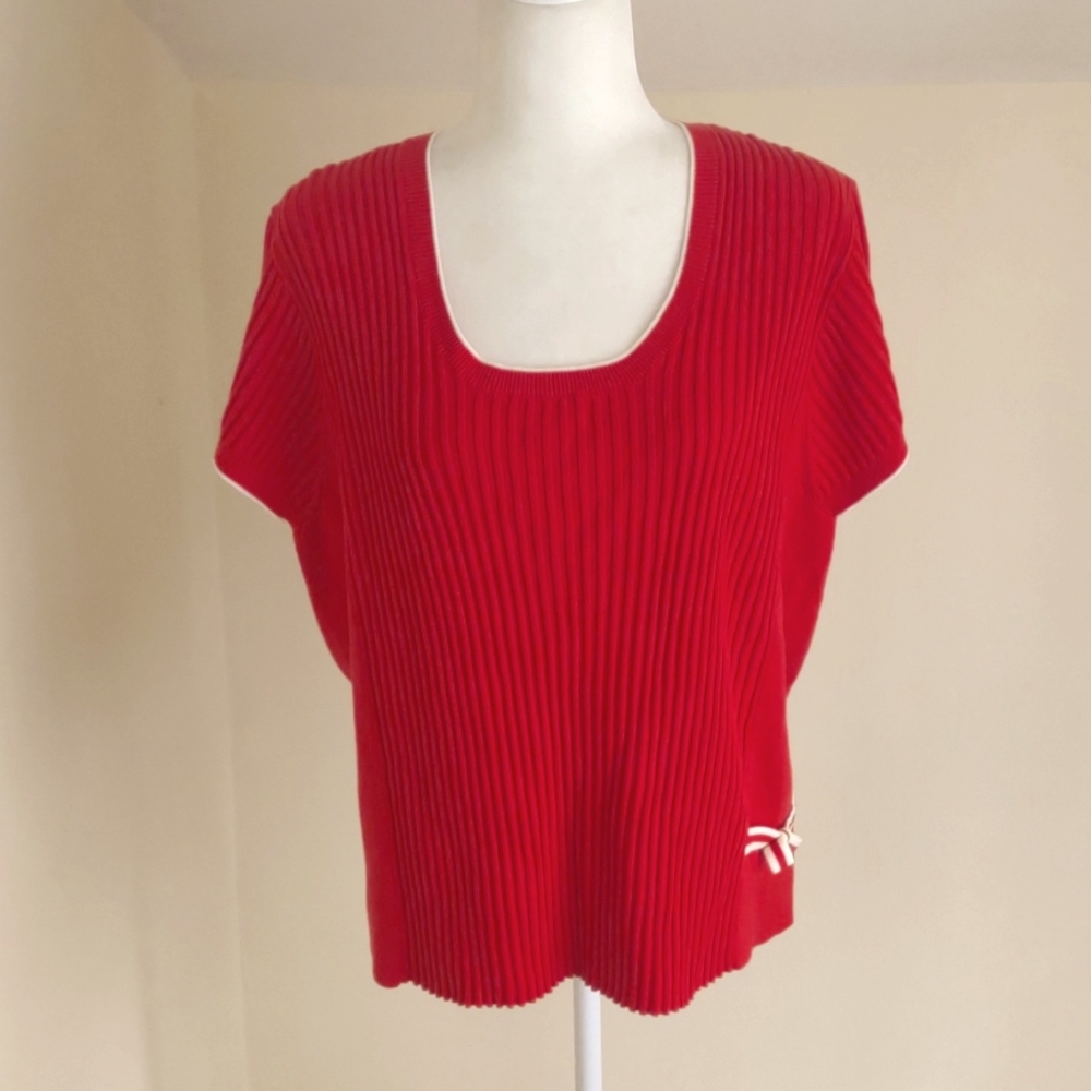 NortonMcNaughton Woman Coral color short sleeve sweater Size 3X "Madeline" NWT